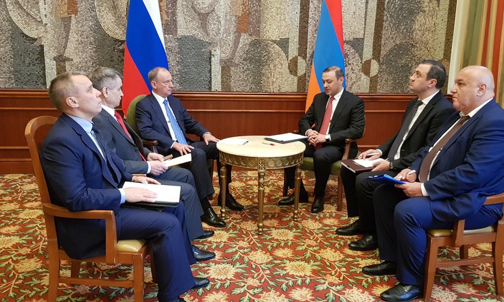Секретарь Совета безопасности России Николай Патрушев встретился в Ереване с Секретарем Совета безопасности Республики Армения Арменом Григоряном